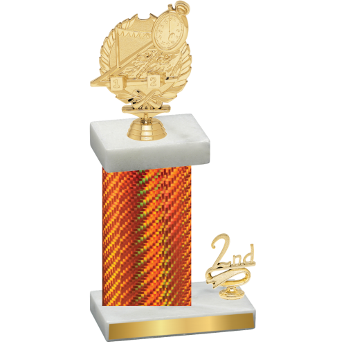 Accented Single Orange Carbon Fiber Second Place Swimming Trophy