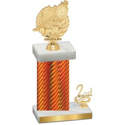 Accented Single Orange Carbon Fiber Second Place Swimming Trophy