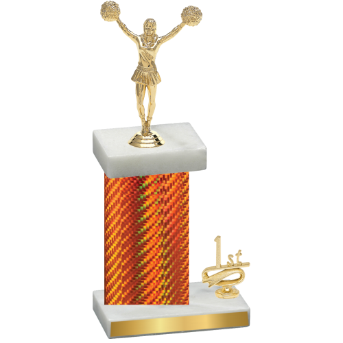 Accented Single Orange Carbon Fiber First Place Cheerleading Trophy