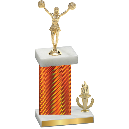 Accented Single Orange Carbon Fiber Victory Cheerleading Trophy