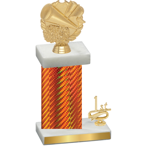 Accented Single Orange Carbon Fiber First Place Cheerleading Trophy