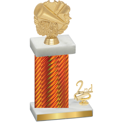 Accented Single Orange Carbon Fiber Second Place Cheerleading Trophy