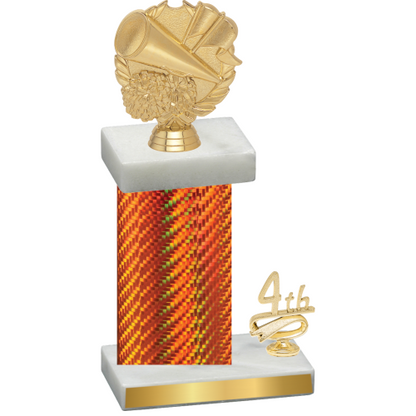 Accented Single Orange Carbon Fiber Fourth Place Cheerleading Trophy