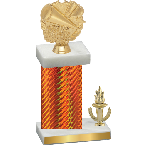 Accented Single Orange Carbon Fiber Victory Cheerleading Trophy