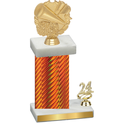 Accented Single Orange Carbon Fiber Year Cheerleading Trophy