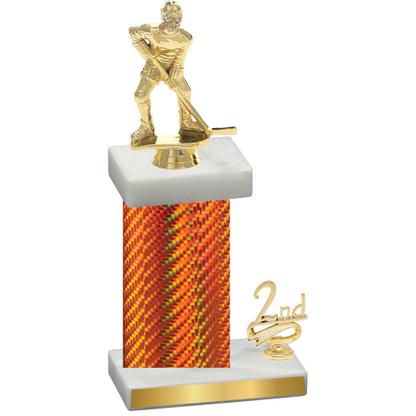 Accented Single Orange Carbon Fiber Second Place Hockey Trophy