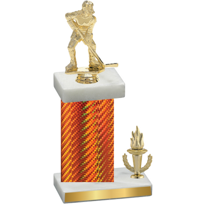 Accented Single Orange Carbon Fiber Victory Hockey Trophy