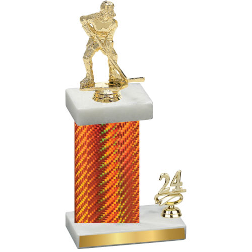 Accented Single Orange Carbon Fiber Year Hockey Trophy