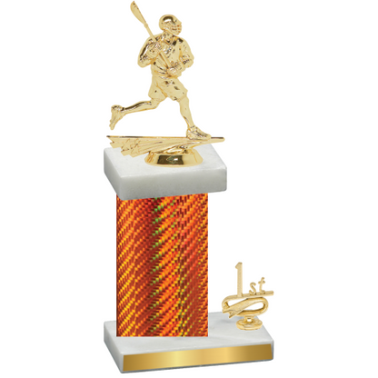 Accented Single Orange Carbon Fiber First Place Lacrosse Trophy