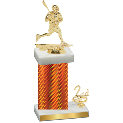 Accented Single Orange Carbon Fiber Second Place Lacrosse Trophy