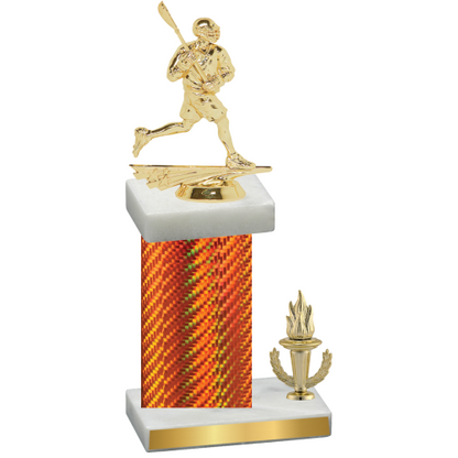 Accented Single Orange Carbon Fiber Victory Lacrosse Trophy