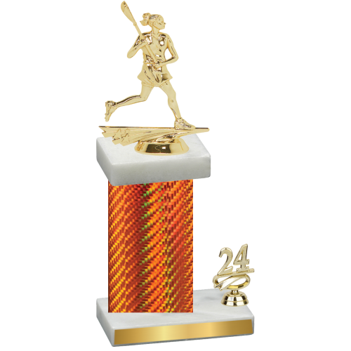 Accented Single Orange Carbon Fiber Year Lacrosse Trophy