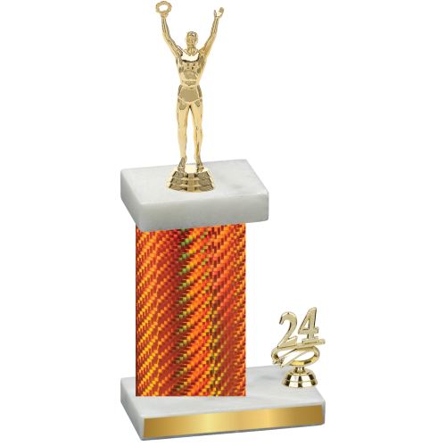 Accented Single Orange Carbon Fiber Year Victory Trophy