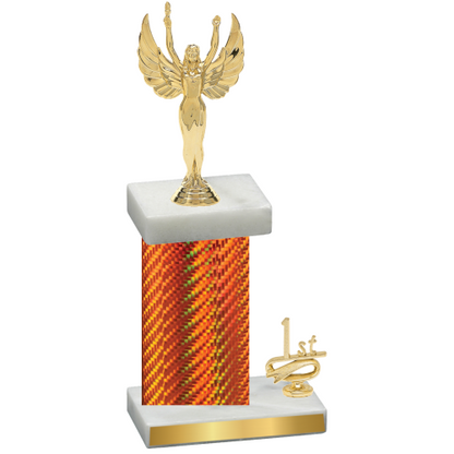 Accented Single Orange Carbon Fiber First Place Victory Trophy