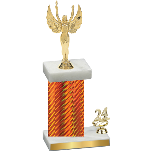 Accented Single Orange Carbon Fiber Year Victory Trophy