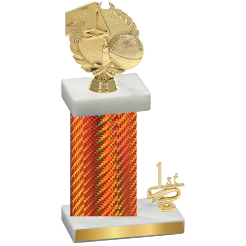 Accented Single Orange Carbon Fiber First Place Basketball Trophy