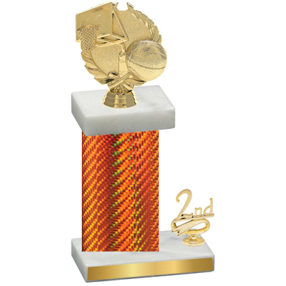 Accented Single Orange Carbon Fiber Second Place Basketball Trophy