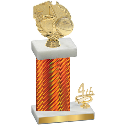 Accented Single Orange Carbon Fiber Fourth Place Basketball Trophy