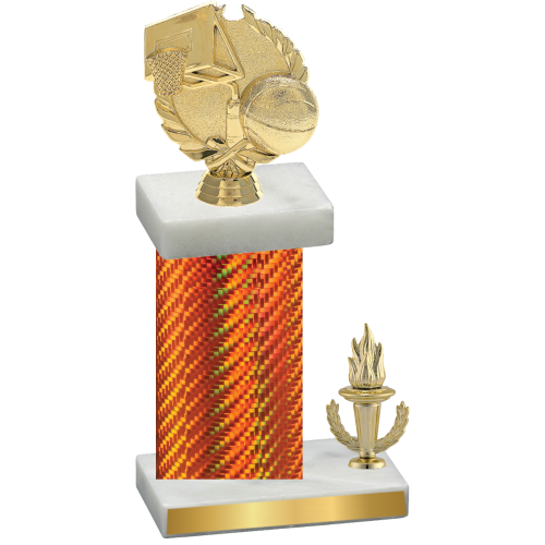 Accented Single Orange Carbon Fiber Victory Basketball Trophy