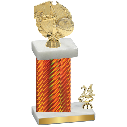 Accented Single Orange Carbon Fiber Year Basketball Trophy