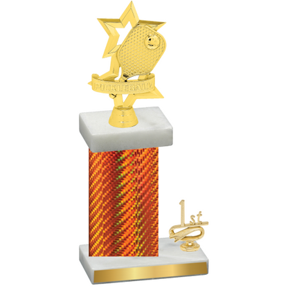 Accented Single Orange Carbon Fiber First Place Pickleball Trophy