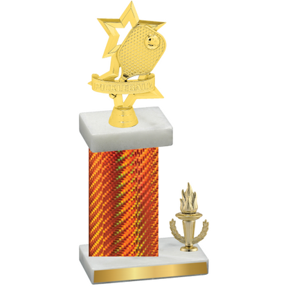 Accented Single Orange Carbon Fiber Victory Pickleball Trophy