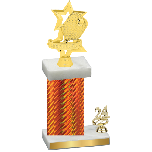 Accented Single Orange Carbon Fiber Year Pickleball Trophy