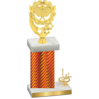 Accented Single Orange Carbon Fiber First Place Pickleball Trophy