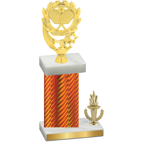 Accented Single Orange Carbon Fiber Victory Pickleball Trophy