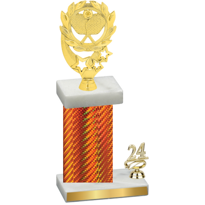 Accented Single Orange Carbon Fiber Year Pickleball Trophy