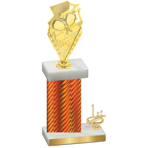 Accented Single Orange Carbon Fiber First Place Pickleball Trophy