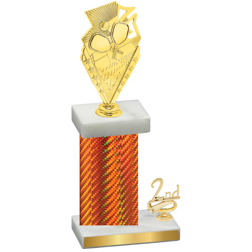 Accented Single Orange Carbon Fiber Second Place Pickleball Trophy