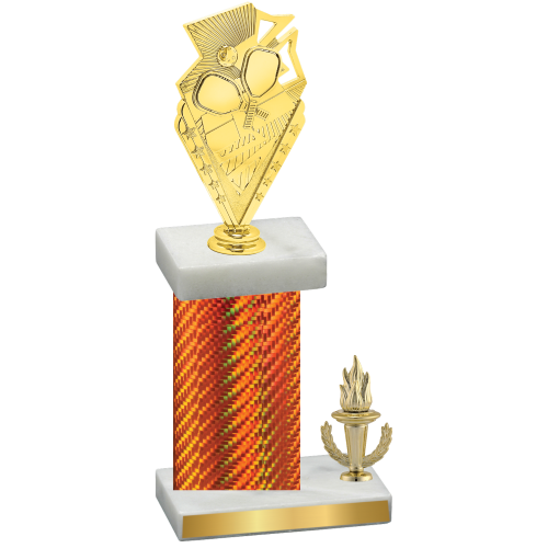 Accented Single Orange Carbon Fiber Victory Pickleball Trophy