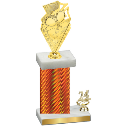 Accented Single Orange Carbon Fiber Year Pickleball Trophy