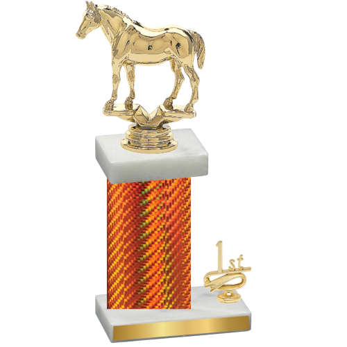 Accented Single Orange Carbon Fiber First Place Horses Trophy