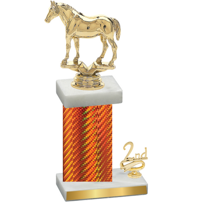 Accented Single Orange Carbon Fiber Second Place Horses Trophy