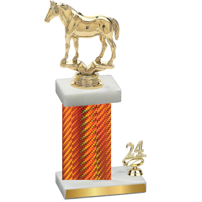 Accented Single Orange Carbon Fiber Year Horses Trophy