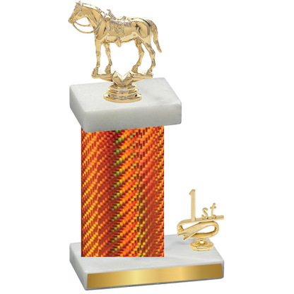 Accented Single Orange Carbon Fiber First Place Horses Trophy