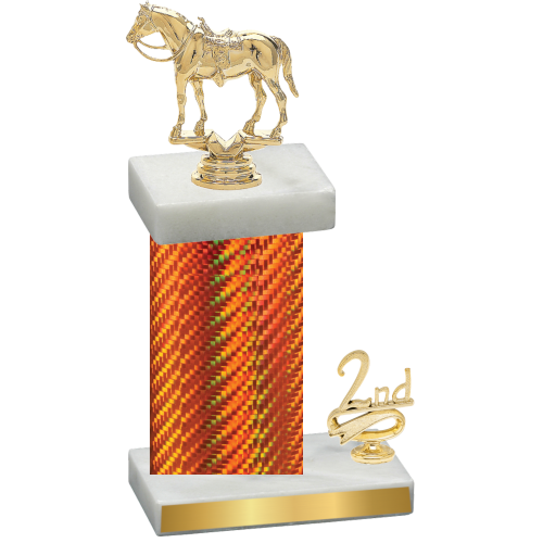 Accented Single Orange Carbon Fiber Second Place Horses Trophy