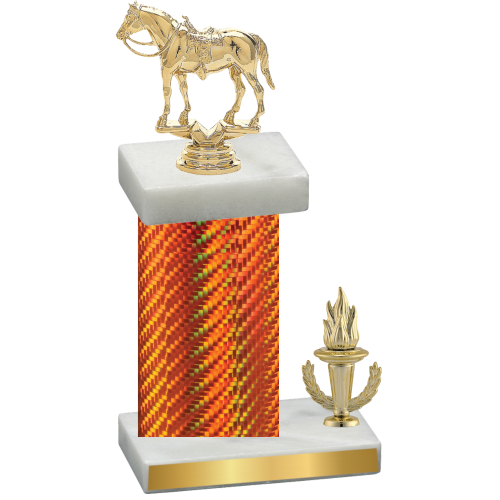 Accented Single Orange Carbon Fiber Victory Horses Trophy