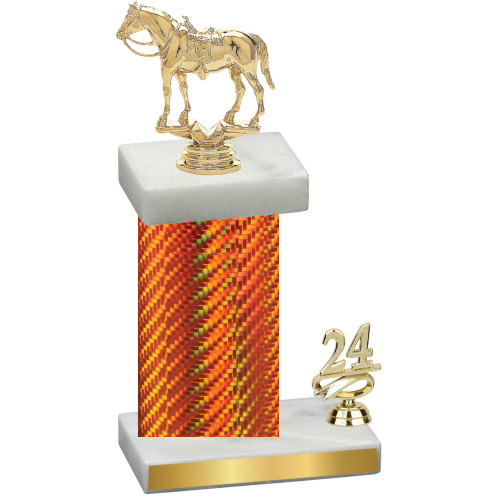 Accented Single Orange Carbon Fiber Year Horses Trophy