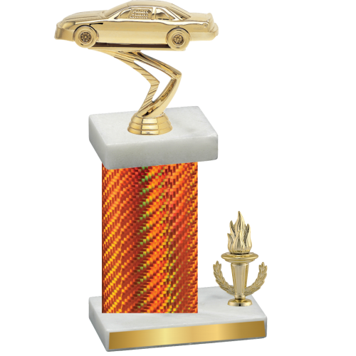 Accented Single Orange Carbon Fiber Victory Cars Trophy