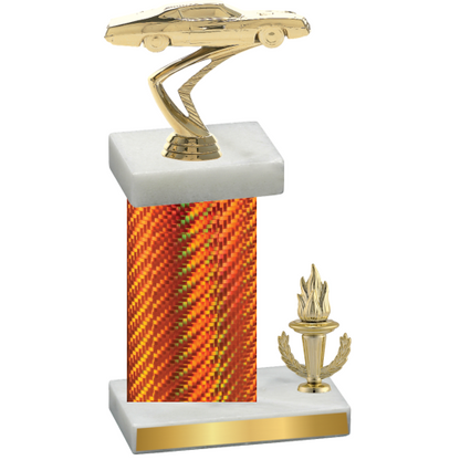 Accented Single Orange Carbon Fiber Victory Cars Trophy