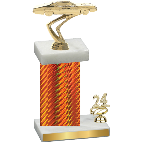 Accented Single Orange Carbon Fiber Year Cars Trophy