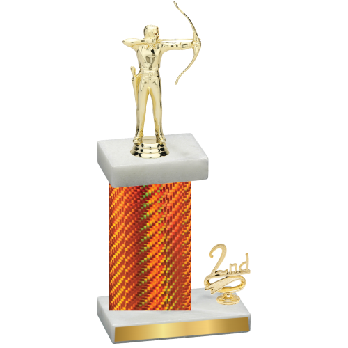 Accented Single Orange Carbon Fiber Second Place Archery Trophy