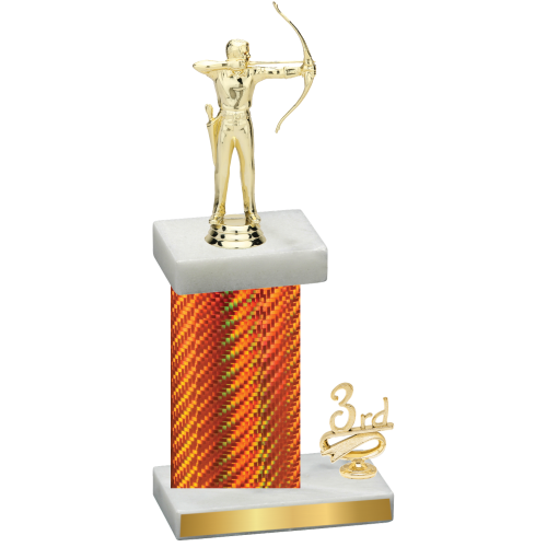 Accented Single Orange Carbon Fiber Third Place Archery Trophy