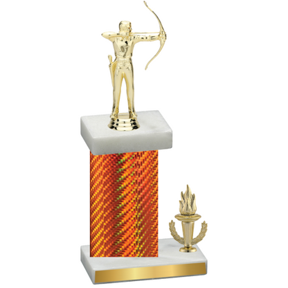 Accented Single Orange Carbon Fiber Victory Archery Trophy