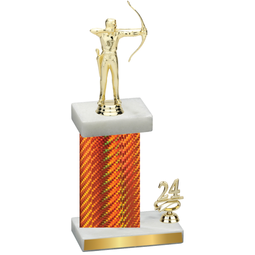 Accented Single Orange Carbon Fiber Year Archery Trophy