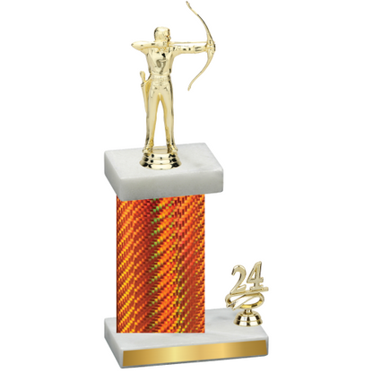 Accented Single Orange Carbon Fiber Year Archery Trophy