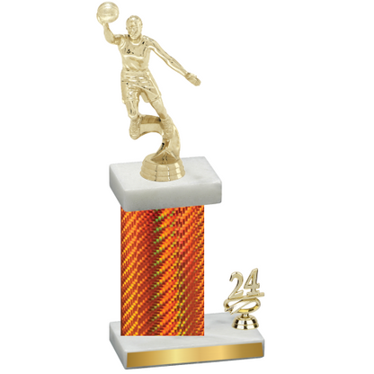 Accented Single Orange Carbon Fiber Year Basketball Trophy